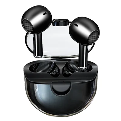M6 Mini Transparent Bluetooth-compatible Earbuds HiFi Sound Headphones Touch Control TWS Earphones - Black