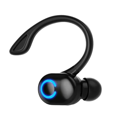 W6 Oortelefoon met Oorklem Ingebouwde Waterdichte TWS Draadloze Bluetooth Sportkoptelefoon met Oplaadkabel - Zwart