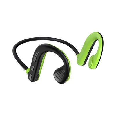 W10 Bone Conduction Bluetooth-compatible Headset Wireless Intelligent Noise Reduction Headphones IPX5 Waterproof Sports Ear-Hook Headset - Black / Green