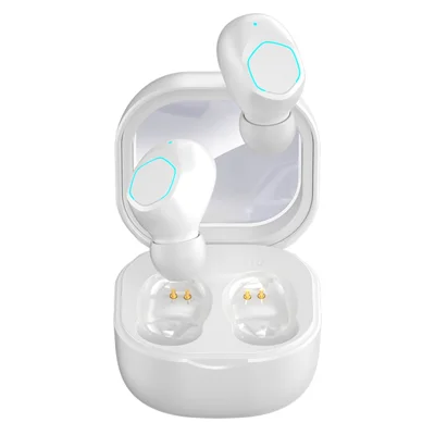 M21 TWS Bluetooth-compatible 5.2 Earphones HD Stereo Sound Touch Controlled Headphone Mini Running Sports Headset with 200mAh Charging Case - White
