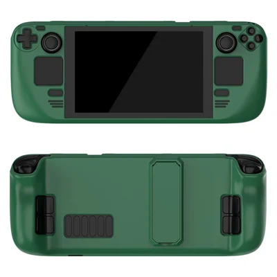 Hard PC Protective Case for Steam Deck / Steam Deck OLED Game Console Handheld Shockproof Cover with Stand - Green