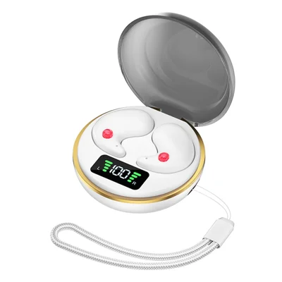 J1 Invisible Sleep Earbuds Wireless Bluetooth-compatible 5.3 Noise Canceling Headphones for Side Sleepers - White