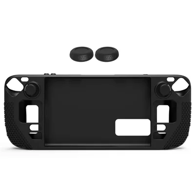 For Steam Deck Anti-Scratch Silicone Cover Protective Case with 2 Rocker Caps - Black