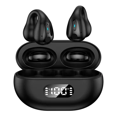R15 Bluetooth-compatible 5.3 Ear Clip HiFi Earphone Touch Control Music Gaming Headset - Black