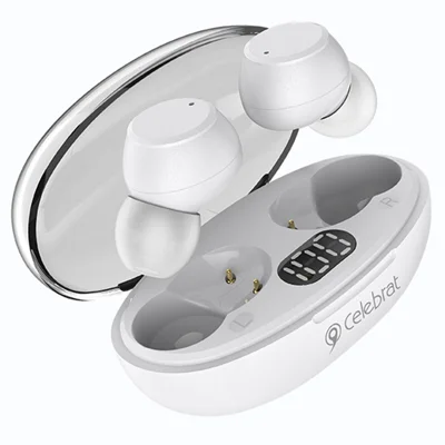 CELEBRAT W32 Bluetooth-compatible 5.2 TWS Earphone Transparent Stereo Noise Reduction Headset CE Certification - White