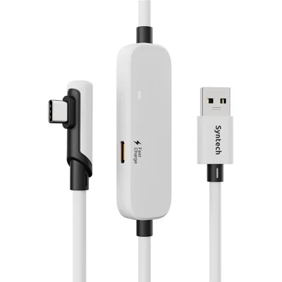SYNTECH M32C1-5 5M VR Headset Charging Cable for Meta Quest 3S / 3 / 2 Fast Charging Cord 18W USB 3.0 - White
