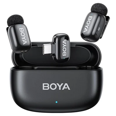 BOYA Mini-03 2Pcs Wireless Lavalier Microphone Live Streaming Interviews Recording Noise Reduction Mic with 1 Type-C Receiver