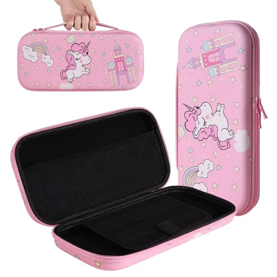 For Nintendo Switch 2 Storage Case Cute Rainbow Horse Castle Pattern Zipper Storage Bag