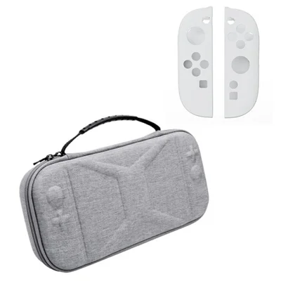 For Nintendo Switch 2 EVA + Snowflake Fabric Storage Case with Controller Protective Cover - Grey+White