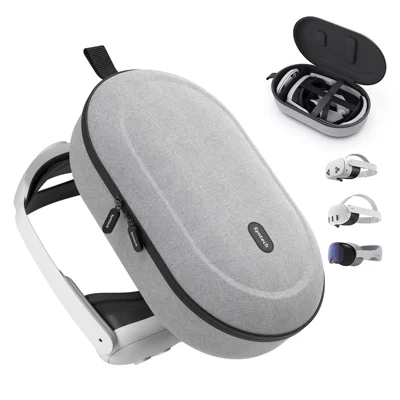 SYNTECH Size M Storage Case for Meta Quest 3S / Quest 3 / Quest 2 / Apple Vision Pro / Pico 4 / Pico 4 Ultra VR Headset Carrying Bag - Grey