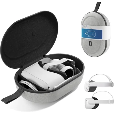 SYNTECH Size S Storage Case for Meta Quest 3S / Quest 3 / Quest 2 VR Headset EVA Hard Shell Carrying Bag - Grey