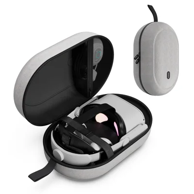 SYNTECH Size L Storage Case for Meta Quest 3S / Quest 3 / Quest 2 / Quest Pro / Pico 4 / Pico 4 Ultra VR Headset Carrying Bag - Grey