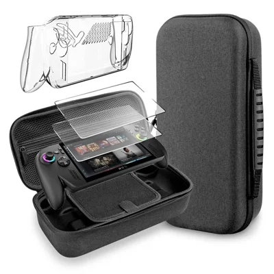 3 em 1 para Asus ROG Xbox Ally X (2025) Capa Protetora Transparente em PC, Protetor de Ecrã de Vidro Temperado e Conjunto com Mala de Transporte