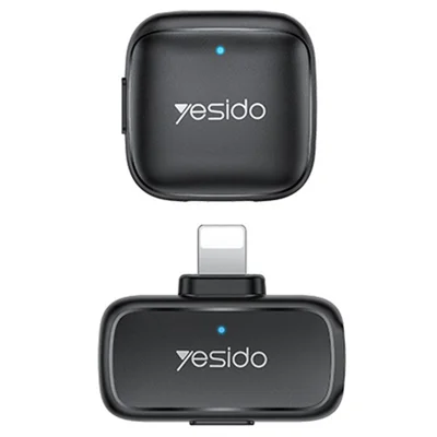 YESIDO KR26 iP Plug Mini Lavalier Microphone 2.4GHz Wireless Clip-on Mic, 1 Transmitter + 1 Receiver - Black