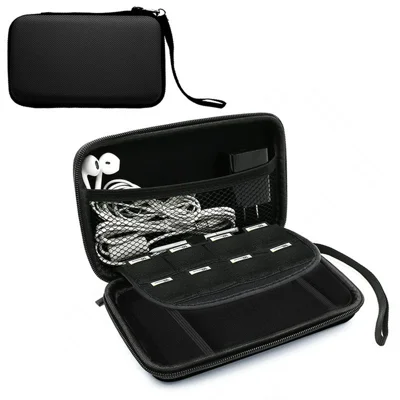 EVA Carrying Case for Nintendo New 3DS  /  3DS  /  DSi  /  DS Lite Upgraded Thickened Anti-Scratch Dual Zipper Storage Bag with Wrist Strap - Black