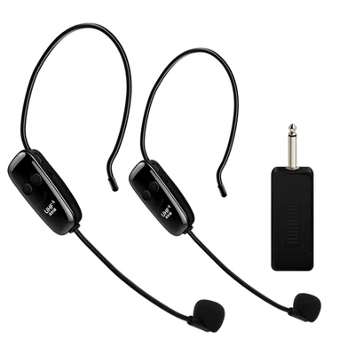 Système de microphone sans fil monté sur tête UHF U12F 2 émetteurs + 1 récepteur pour guide touristique, enseignant, formation