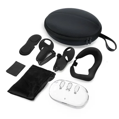 JYS JYS-MQ016 Pour le casque de protection Meta Quest 3 Couvercle de poignée Couverture en silicone Masque oculaire Ensemble - Motif losange+Noir