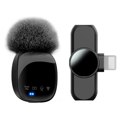 R8 Bluetooth-compatible Clip-On Recording Mic Wireless Lavalier Microphone (1 Transmitter + 1 Receiver) - For Apple
