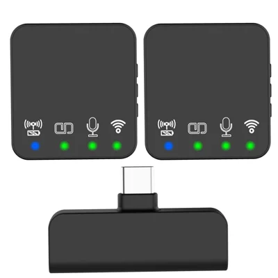 R10 2 Mic+1 Receiver Noise Canceling Collar Clip Wireless Microphone System - Type-C