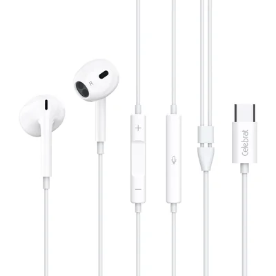 CELEBRAT E400 Deep Bass Semi In Ear Headphones Type C Wired Earphones with Microphone