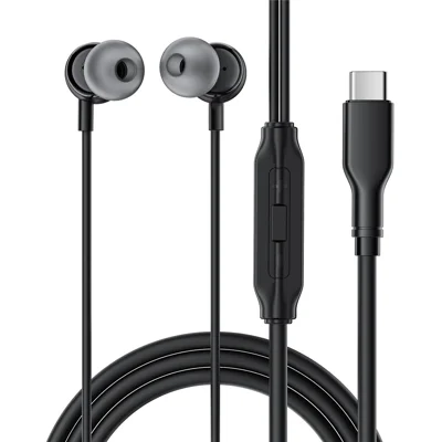 ACEFAST L8 For USB-C Devices In-Ear Wired Earphones With Mic Silicone Cable Tangle Free Headphones - Black