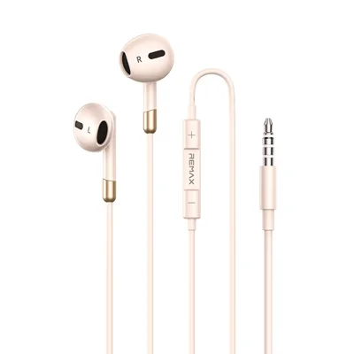 REMAX RM-05 Auricolari cablati semi-in-ear da 3,5 mm Costruzione in metallo Cavo da 1200 mm Auricolare con microfono incorporato - Albicocca