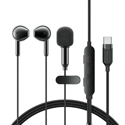 ACEFAST L12 USB-C halvöra trådbundna karaokehörlurar med integrerad mikrofon för livesändning/inspelning/spelande - Svart