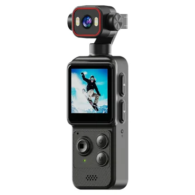 D2 Action Camera 4K con Obiettivo Rotante di 270 Gradi, Schermo HD da 1,54 Pollici, WiFi, Fotocamera Sportiva con LED - Nero