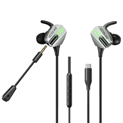 WEKOME YC10 Godlike-Serie Type-C kabelgebundene Gaming-Ohrhörer 10mm Kupfer-Ring-Filter mit abnehmbarem geräuschunterdrückendem Mikrofon RGB-Licht - Silber