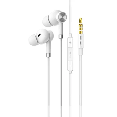 REMAX RM-13 3,5-mm-Magnet-In-Ear-Kopfhörer 10-mm-Treiber Musik- und Sprechfunktion für Gaming-Audio – Weiß