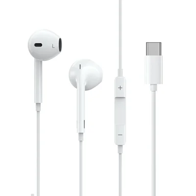ROCK SPACE ES08 1.2m Type-C Wired Earphones Stereo Sound Earbuds - White