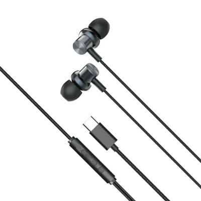 ROCK ES09 1.2m Digital Wired Earphones Type-C In Ear Earbuds with 10mm Drivers, High-Definition Sound - Black