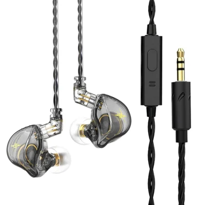 QKZ ZXT (with Microphone Version) 3.5mm Wired HiFi Heavy Bass In-ear Earphone Ergonomic Music Game Headset - Transparent Grey