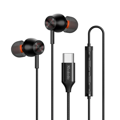 MCDODO HP-3490 MDD HiFi Stereo Wired Headphone Type-C Earphone with Mic and Volume Control - Black