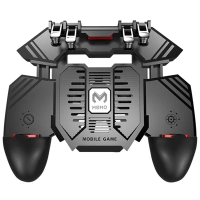 AK77 Six Finger All in One Mobile Game Controller with Dual Fans Free Fire Key Radiator