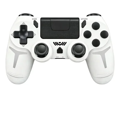 P412 For PS4 / PS3 / PC Bluetooth-compatible Gamepad 6-Axis Sensor Dual Vibration Game Controller - White