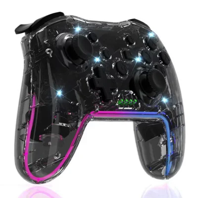 NS015 For Nintendo Switch / PS3 / PC / TV Bluetooth-compatible Gamepad GRB Light Clear Dual Vibration Game Controller - Transparent Black