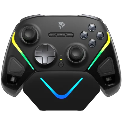 EASYSMX D10 Game Controller TMR Joystick Dual Trigger Bluetooth-Compatible / 2.4G Wireless / Wired Gamepad with Smart Charging Dock - Black