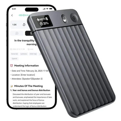 AI7 8GB AI Voice Recorder Real Time Transcription Ultra Thin Smart Recording Card Voice-to-Text Meeting Recorder - Grey