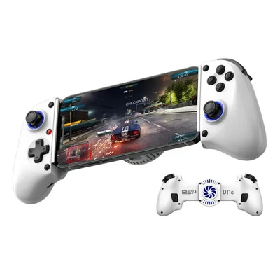 Manette de jeu D11S avec ventilateur de refroidissement, gâchettes Hall, boutons arrière programmables, manette extensible pour téléphone / tablette / Nintendo Switch - Blanc