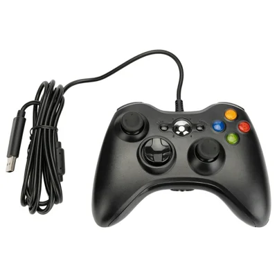 USB Wired Controller for Microsoft Xbox 360 / S / E / PC Computer Dual Vibration Ergonomic Gamepad - Black