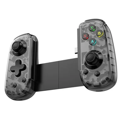 Manette de jeu extensible D6mini avec joystick Hall, double mode, compatible Bluetooth, manette filaire pour Android iOS Switch PC - Noir