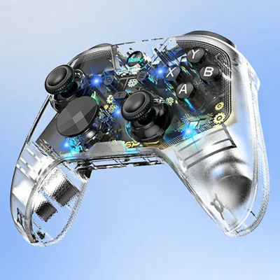 G6 Pro Kabellose Spielekonsole RGB-Beleuchtung Hall-Effekt-Trigger Kohlefilm-Joystick Transparente Gamepad für Nintendo Switch / PC / Android / iOS - Transparent