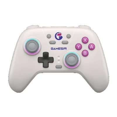 GAMESIR T4 NS Manette Bluetooth Compatible avec Stick Analogique à Effet Hall et Rétroéclairage RGB pour Nintendo Switch / Steam / PC - Blanc Rétro