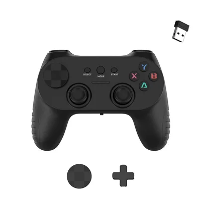 CM-039 Single Player 2.4G Wireless Controller Gamepad with Interchangeable D-pad for PC Android Smart TV Gaming - Black