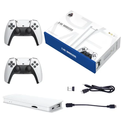M15 64GB Retro Game Console Dual Player 2.4G Wireless Controllers 10 Emulators for TV Gaming - Black+White