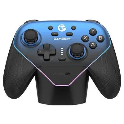 GAMESIR T4n Pro Manette de Jeu Sans Fil Tri-Mode Bluetooth Compatibile avec Éclairage RGB et Station de Chargement - Bleu Étoilé