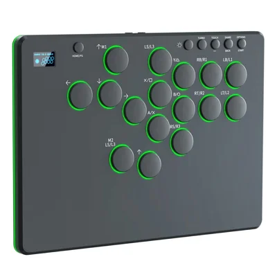 Teclado Arcade D216 de 16 Teclas con Pantalla OLED para Sony PlayStation 4 / 3 / Nintendo Switch / PC - Negro