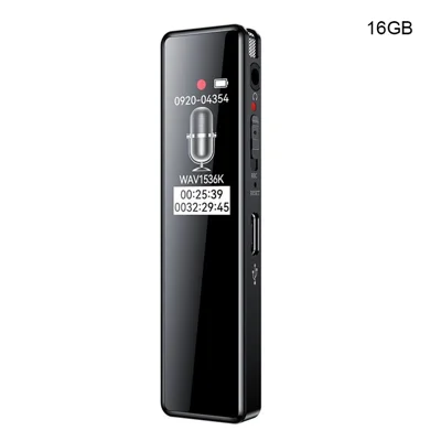 Grabadora de voz digital 8830 16 GB con pantalla TFT de 0,96 pulgadas y micrófono panorámico de 360 grados - Negro