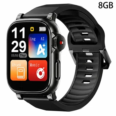 R6566 8GB AI Voice Recorder Watch 2.01 дюйма Сенсорный экран Bluetooth 5.3 Диктофон с функцией AI Транскрипции - Черный